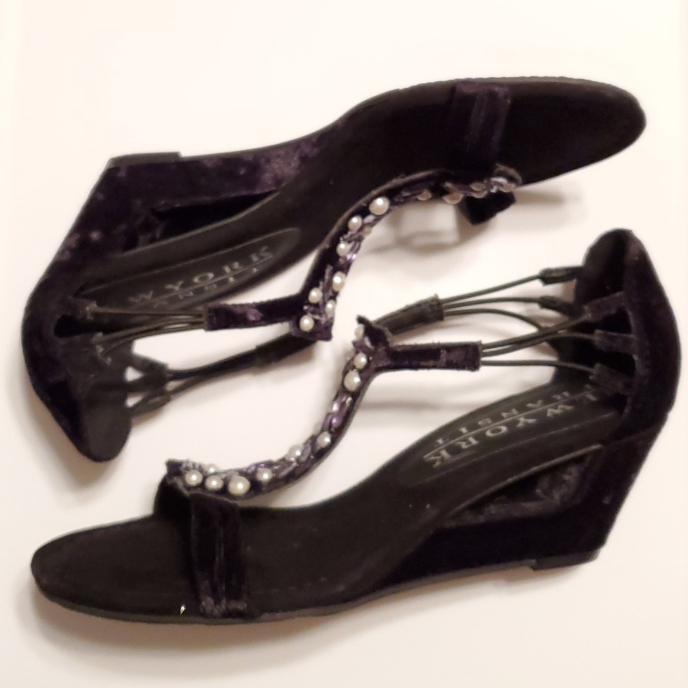 New York Transit Velvet Black Cutout Wedges